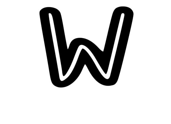 Bold Outlined Comic Mono Letter W